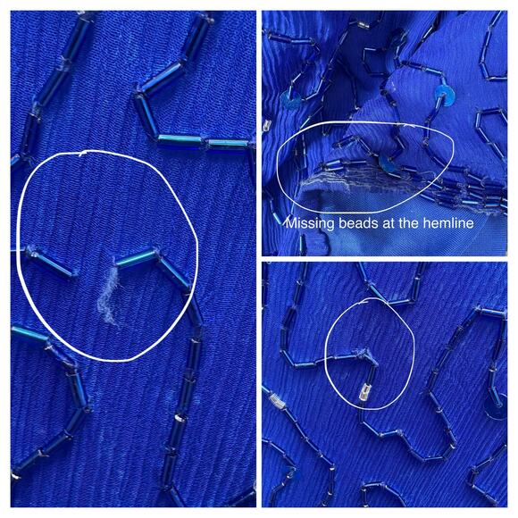 VTG Y2K Beaded Dress Gown Sz 12 Blue Maxi Bodycon Glam Fairycore Evening Formal - Picture 12 of 16